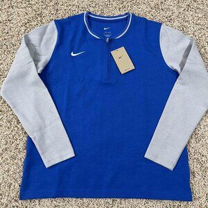 Nike Women’s Dri-FIT Half Zip Long Sleeve Active Top Shirt Blue Gray, Size Large